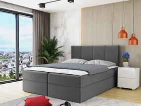 Pat matrimonial 160 cm Gunzy (Gri) (cu somieră și saltea) (cu sp. depozitare). Promo -17%. 1104230