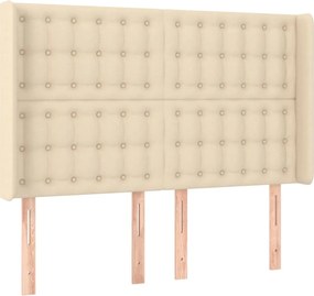 vidaXL Tăblie de pat cu aripioare, crem, 147x16x118/128 cm, textil