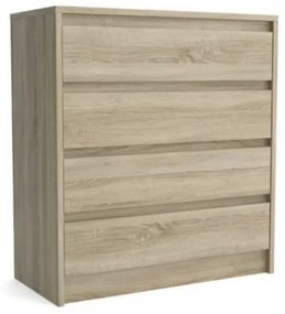 Comoda cu 4 sertare, 75x82x35 cm, stejar sonoma, pentru dormitor, living, hol sau birou, Bortis Impex