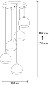 Lustră pe cablu SIVANI 5xE27/40W/230V cupru