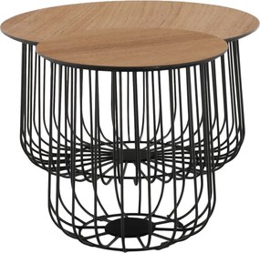 Set de două mese de cafea, stejar / negru, GROTO
