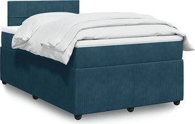 vidaXL Pat box spring cu saltea, albastru, 120x190 cm, catifea