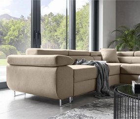 Colțar bej extensibil/cu spațiu de depozitare (cu colț pe partea dreaptă/în formă de ”L”) Anton – ELTAP