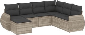 vidaXL Set canapele de grădină cu perne, 7piese gri deschis poliratan