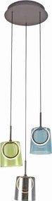 Lustra cu 3 pendule LED, inaltime reglabila, sticla, multicolor, Zula