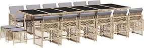 vidaXL Set mobilier de grădină cu perne, 17 piese, bej, poliratan