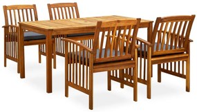 vidaXL Set mobilier de grădină cu perne, 5 piese, lemn masiv de acacia