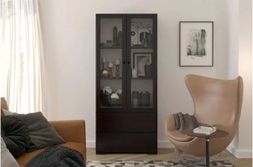 Vitrină lemn masiv TerraCraft Pin 2 Sertare, 80 × 38 × 182 cm - Natural