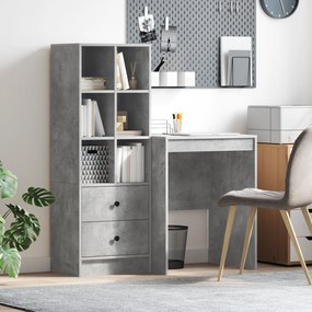 vidaXL Birou cu Stocare Gri din Beton Ingineresc