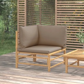 Canapea de colt pentru gradina, perne gri taupe, bambus6