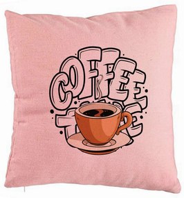 Perna Decorativa, Model Coffe Lover, 40x40 cm, Roz, Husa Detasabila, Burduf