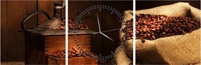 Tablou cu cafea (cu ceas) (90x30 cm)