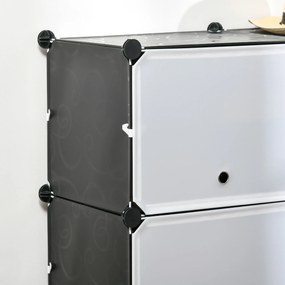 HOMCOM Mobilier de depozitare Mobilier pentru pantofi modular 12 cuburi cu uși și rafturi - dim. 125L x 32l x 125Î cm - negru | Aosom Romania