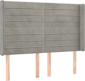 vidaXL Tăblie de pat cu aripioare gri deschis 147x16x118/128cm catifea