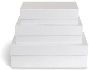 Cutii de depozitare albe 3 buc. din carton cu capac 42,5x29,5x13 cm Kian Paper Laminate – Bigso