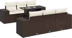 vidaXL Set canapele de grădină cu perne, 7 piese, maro, poliratan