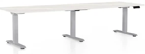 Masă înălțime reglabilă OfficeTech Long, 260 x 80 cm, picioare gri, frasin alb