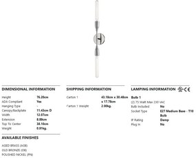 Aplica de perete design minimalist, cu doua surse de lumina TARA, nichel lucios