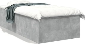 vidaXL Cadru de pat, gri beton, 75x190 cm, lemn prelucrat