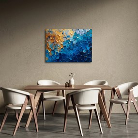 Tablou - Pictura albastru-auriu (70x50 cm)