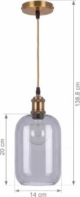 BRILAGI -LED lustră pe cablu RETRO GLASS 1xE27/60W/230V Ø 14 cm auriu/gri fumuriu