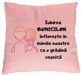 Perna Decorativa pentru Bunici 10, 40x40 cm, Roz, Husa Detasabila, Burduf