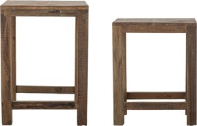 Set de 2 măsuțe laterale rustice din lemn reciclat maro, 26x40x50 cm și 36x40x57 cm, „Galen"