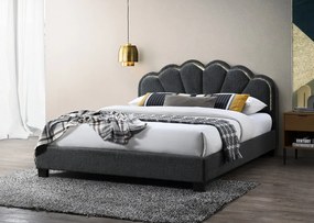 Pat tapitat Comfort 2 cu LED , 160x200, cadru din lemn cu somiera fixa, culoare Gri