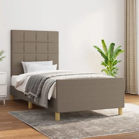 3125029 vidaXL Cadru de pat cu tăblie, gri taupe, 90x200 cm, textil