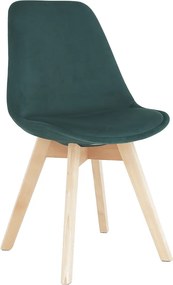 Scaun LORITA, verde smarald/fag, stofa catifelata/lemn, 48x57x81 cm