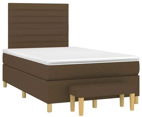 vidaXL Pat box spring cu saltea, maro închis, 120x190 cm, textil