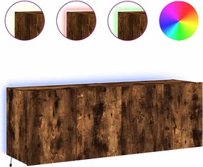 vidaXL Comodă TV de perete cu LED, 2 buc. stejar fumuriu, 60x35x41 cm