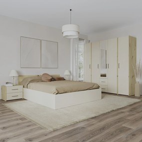 Set dormitor Malmo haaus V10, Pat 200 x 140 cm, Stejar Artisan/Argila