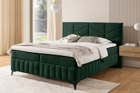 Pat boxspring Penia 180x200 cu spațiu de depozitare - catifea verde hidrofobă Element 12