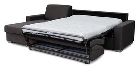 Canapea colțar extensibilă LEKA stânga, maro, cu spațiu depozitare, pentru dormi