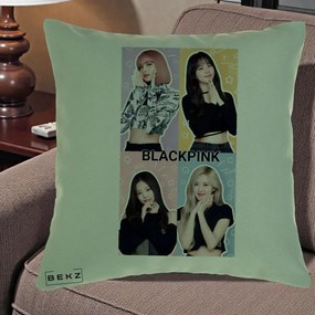 Perna Personalizata K-pop BLACKPINK Negru, 40x40 cm, Verde, Husa Detasabila, Perna Inclusa, BEKZ®