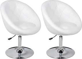 vidaXL Scaune de bar, 2 buc., alb, piele ecologică