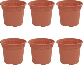 vidaXL Ghiveci rotund pentru flori 6 pcs Roșu cărămidă Ø 12,5 x 10 cm