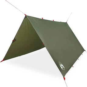 vidaXL Prelată de camping, verde măsliniu, 306x306 cm, impermeabilă
