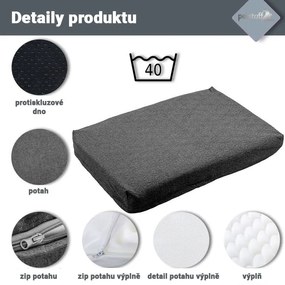 Pernă pentru câine mărimea XS, gri deschis, 72 x 50 x 10 cm