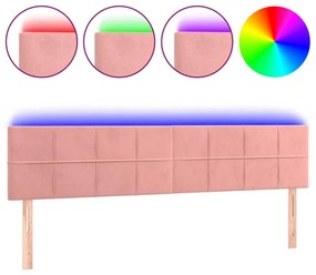 vidaXL Tăblie de pat cu LED, roz, 180x5x78/88 cm, catifea