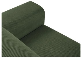 Colțar verde extensibil, cu spațiu de depozitare cu tapițerie din catifea reiată (cu colț pe partea stângă, cu șezlong) Kyoto – Cosmopolitan Design