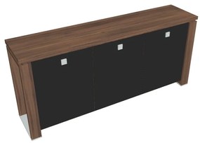 Dulap mic Verno+ S 200 x 46 x 90 cm, uși de sticlă, nuc / negru