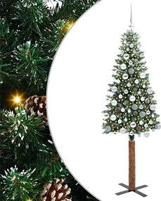 vidaXL Brad de Crăciun subțire Verde 180 cm PVC și lemn de PIN masiv