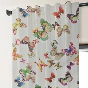 Set draperii dim-out model floral cu rejansa transparenta cu ate pentru galerie, Madison, densitate 700 g/ml, Nimfalide, 2 buc