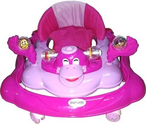 Premergator Reglabil in 3 Trepte Baby Care™ , Ratusca, Pliabil, 8 Roti,Cu Melodii, Roz