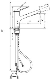 Baterie chiuveta bucatarie cu dus extractibil crom lucios, monocomanda Hansgrohe Zesis M33 74803000 Crom lucios