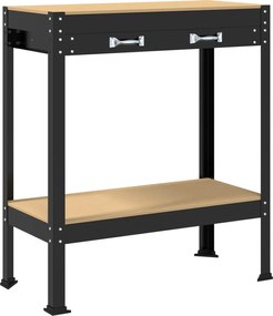 vidaXL Banc de lucru Negru 80 x 40 x 91 cm Lemn aranjat și metal