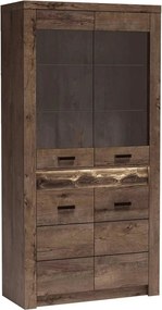 Vitrina INFINITY I-03, frasin inchis, PAL melaminat, 96x42x192 cm