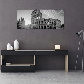 Tablou - Colosseum din Roma, alb-negru (120x50 cm)